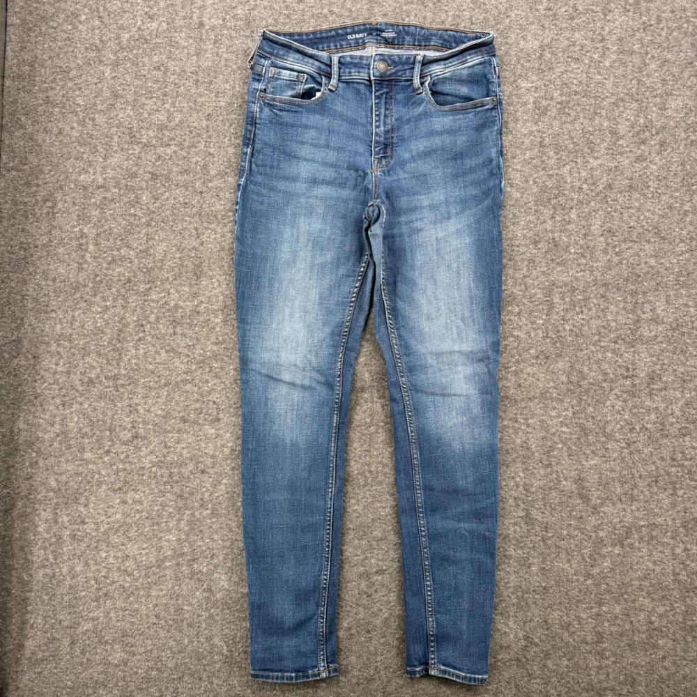 Old Navy Rockstar Super Skinny Mid Rise Medium Wash Blue Jeans Womens 10 Ankle